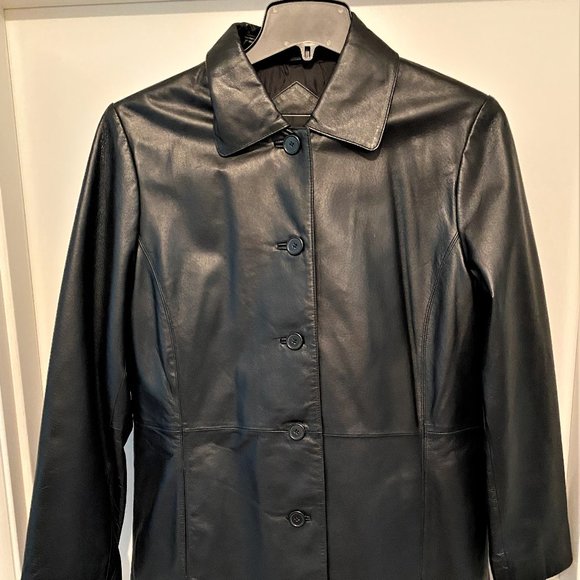 OUTBROOK Jackets & Blazers - OUTBROOK Black Leather Women’s 12/14 Lined Coat